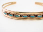OLD Zuni 14K Gold & NeedlePoint Turquoise Cuff  c.1975～ ①