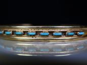 OLD Zuni 14K Gold & NeedlePoint Turquoise Cuff  c.1975～ ①