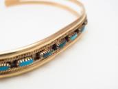 OLD Zuni 14K Gold & NeedlePoint Turquoise Cuff c.1975～ ➁