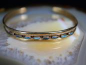 OLD Zuni 14K Gold & NeedlePoint Turquoise Cuff c.1975～ ➁