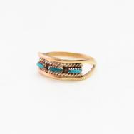 【C&C Hattie Johnson】Zuni Gold Ring w/NeedlePoint TQ c.1975～