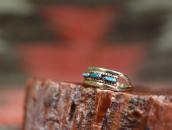 【C&C Hattie Johnson】Zuni Gold Ring w/NeedlePoint TQ c.1975～