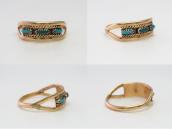 【C&C Hattie Johnson】Zuni Gold Ring w/NeedlePoint TQ c.1975～