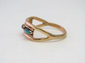 【C&C Hattie Johnson】Zuni Gold Ring w/NeedlePoint TQ c.1975～