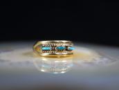 【C&C Hattie Johnson】Zuni Gold Ring w/NeedlePoint TQ c.1975～
