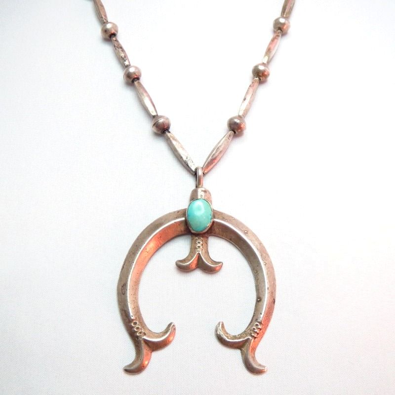 Vintage Silver Bead Necklace w/Cast Naja  c.1960～