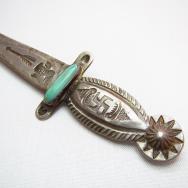 Antique Big Sword Shape Thunderbird&卍 Stamped Pin