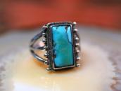 Atq Navajo Split Shank Ring w/Rectangular Turquoise c.1940～