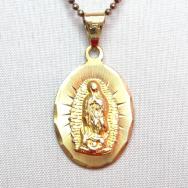 Vintage 14K Gold Our Lady of Gudalupe Fob Necklace