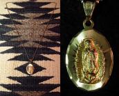 Vintage 14K Gold Our Lady of Gudalupe Fob Necklace