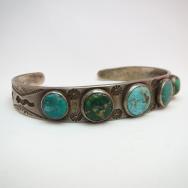 Antique stamped INGOT Cuff with Turquoise c.1920