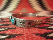 Antique stamped INGOT Cuff with Turquoise c.1920