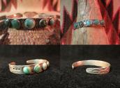 Antique stamped INGOT Cuff with Turquoise c.1920
