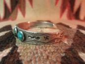 Antique stamped INGOT Cuff with Turquoise c.1920