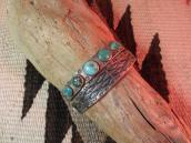 Antique stamped INGOT Cuff with Turquoise c.1920