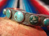 Antique stamped INGOT Cuff with Turquoise c.1920