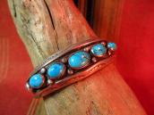 Vintage Cuff with Five Lone Mount Turquoise c.1950