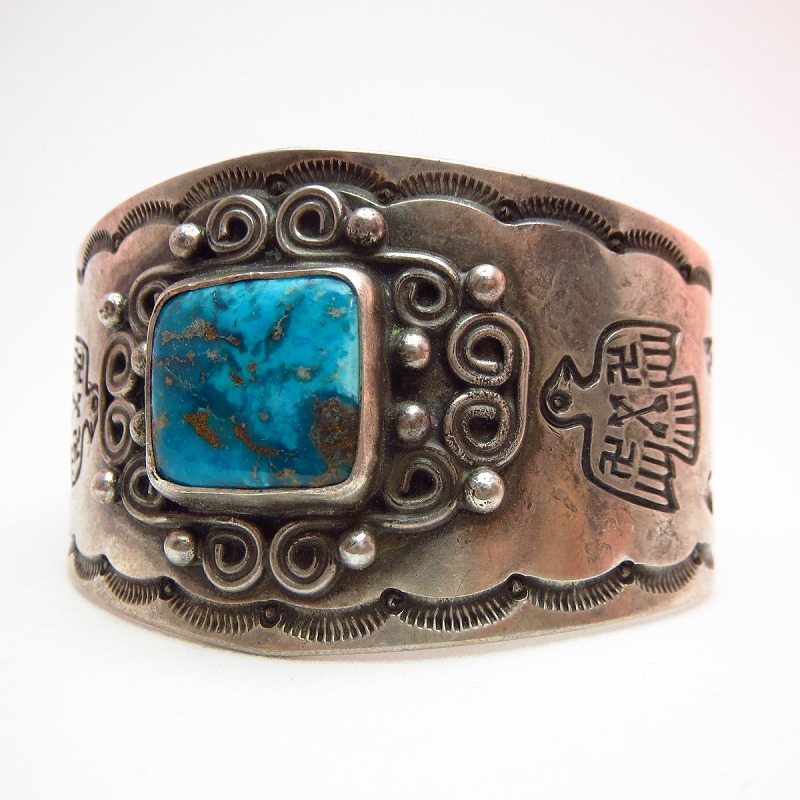 Antique Thunderbird stamped Wide Cuff  c.1930