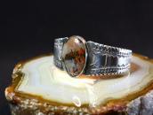 Vintage Navajo Stamped & Filed Cuff w/PetrifiedWood  c.1940～