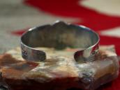 Vintage Navajo Stamped & Filed Cuff w/PetrifiedWood  c.1940～