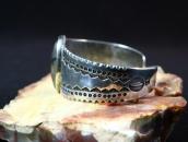 Vintage Navajo Stamped & Filed Cuff w/PetrifiedWood  c.1940～