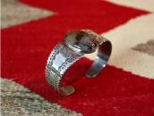 Vintage Navajo Stamped & Filed Cuff w/PetrifiedWood  c.1940～