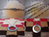 Vtg Zuni "Dishta Style" Inlay Circle Top Necklace  c.1950～
