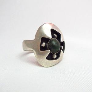 Vintage Cross Shape Shadowbox Silver Ring  c.1940～