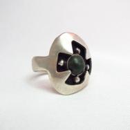 Vintage Cross Shape Shadowbox Silver Ring  c.1940～