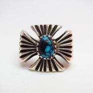 Ernie Lister Cross Ring with Indian Mt. Tturquoise