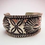 Ernie Lister Coin Silver Concho Stamped Cuff