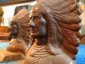 Antique Indian Chief Cast Iron Bookends 1910～