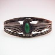 Vintage Coin Silver Thunderbird patch Cuff  c.1930