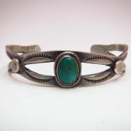 Antique Ingot Split Shank Cuff with Stone  c.1920