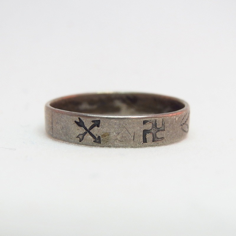 Antique Swastika Crossedarrows Stamped Ring c.1930