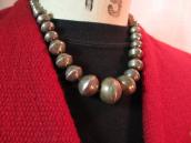 Vintage Silver Bead Necklace with Stamping  c.1960