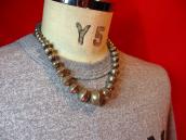 Vintage Silver Bead Necklace with Stamping  c.1960