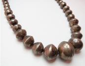 Vintage Silver Bead Necklace with Stamping  c.1960