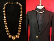 Vintage Silver Bead Necklace with Stamping  c.1960