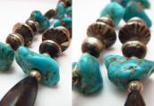 Vintage Silver&Turquoise Bead Necklace  c.1950