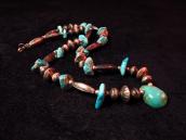 Vintage Silver&Turquoise Bead Necklace  c.1950
