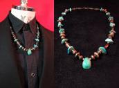 Vintage Silver&Turquoise Bead Necklace  c.1950