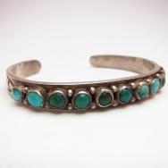 Antique Zuni Ingot Silver Cuff with 11Stone c.1930
