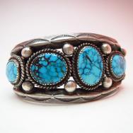 Vintage Cuff with High Grade #8 Turquoise  c.1950
