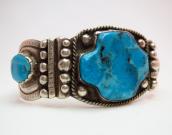 【Mark Chee】 Navajo Wide Cuff with Kingman Turquoise  c.1950～