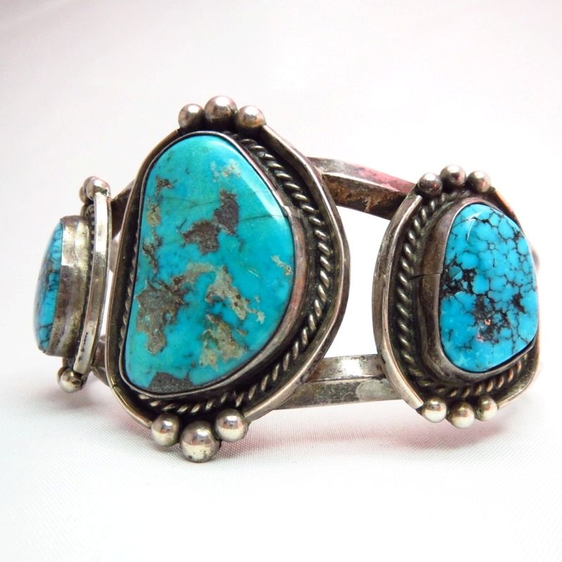 Vintage Wide Cuff Bracelet w/Morenci TQ  c.1960～