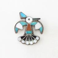 Vintage Zuni Multi-Stone Inlay Thunderbird Pin Brooch c.1960