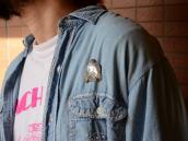 Antique Navajo Thunderbird Shape Stamped Silver Pin  c.1930～