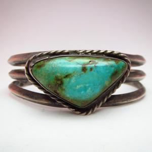 Vintage Cuff with Big Triangle Turquoise c.1960
