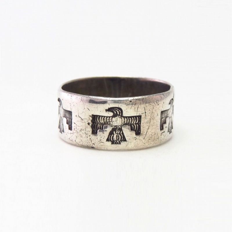 Vtg 【BELL TRADING POST】 Thunderbird Silver Men's Ring c.1950